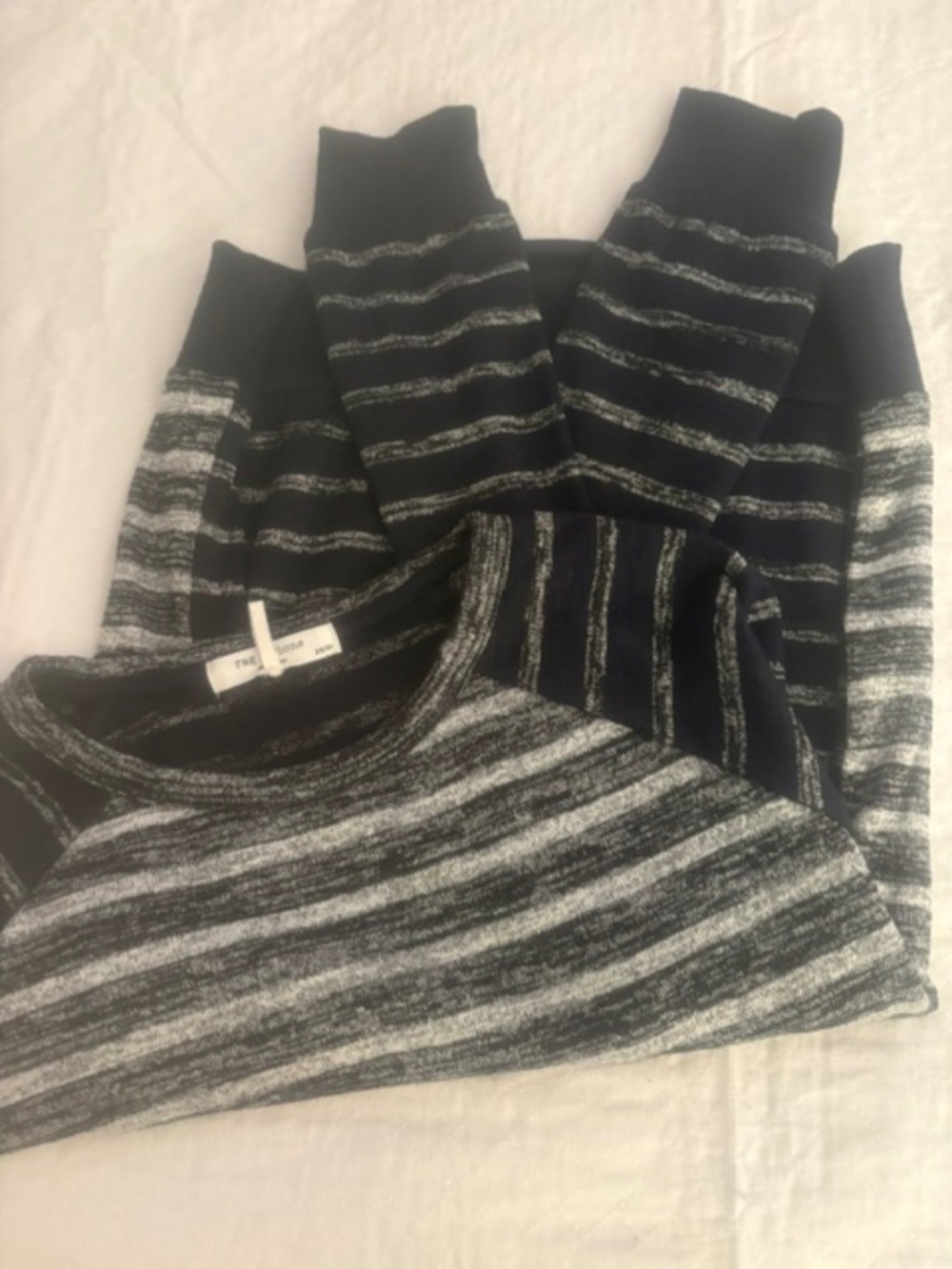 NWOT Rag & Bone Colorblock Black White Grey Spacedye Pullover, XS